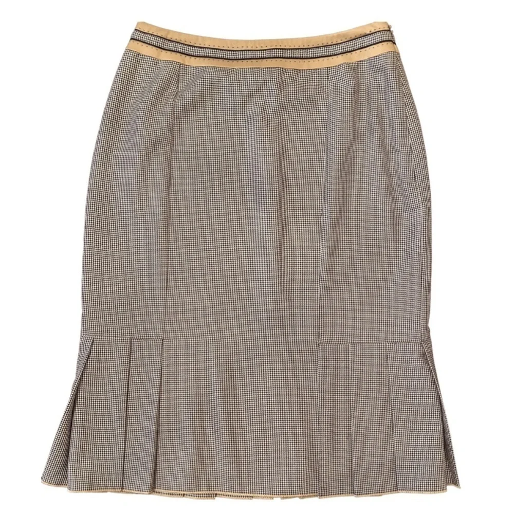 CARLISLE Vintage Houndstooth Fluted Pencil Skirt